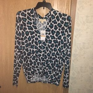 NWT Michael Kors leopard long sleeve top!